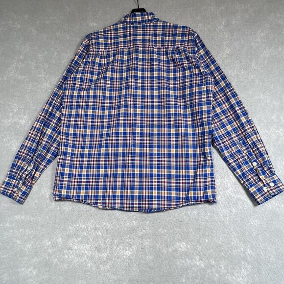 Carhartt Shirt Mens Size Large Blue Orange Red Plaid Long Sleeve Button Down - Picture 7 of 12